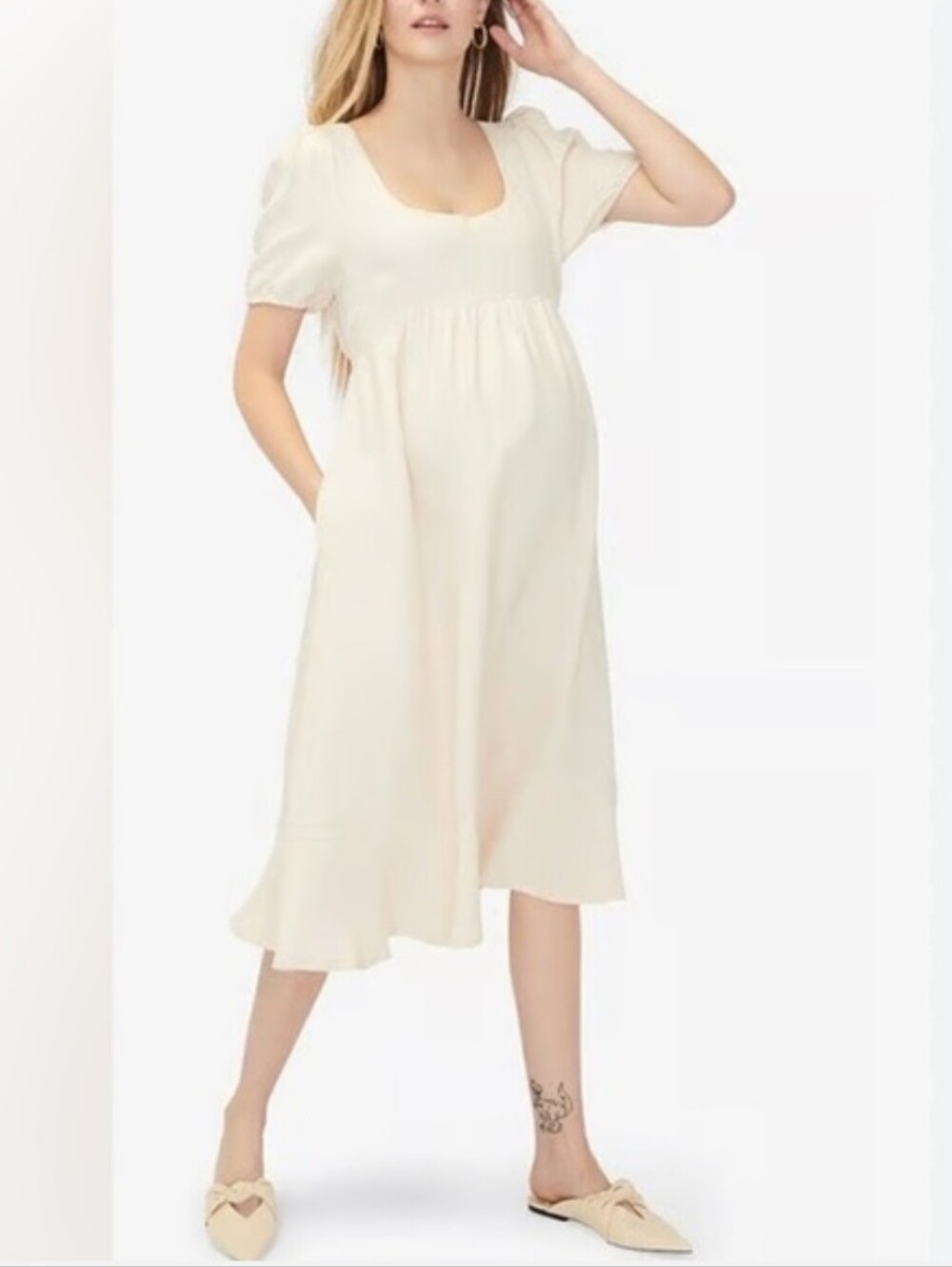Hatch Tisha Midi Ivory Maternity Dress